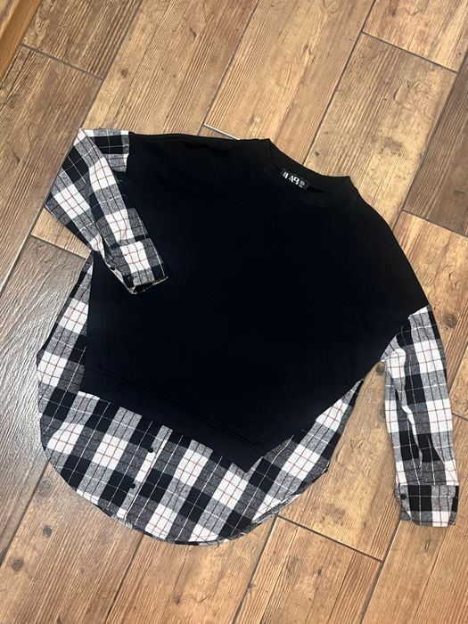Світшот-з імітацією сорочка, чорний в клітинку