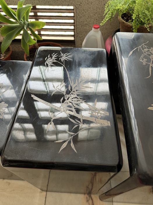 Conjunto 3 mesas laterais de apoio empilhaveis