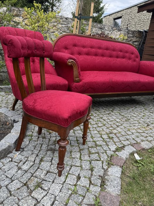 Sofa zestaw wypoczynkowy eklektyczny 2 fotele 2 krzesła ala ludwik