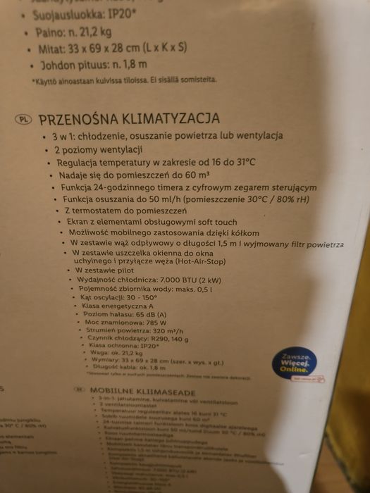 Klimatyzator Silvercrest 785W 7000BTU