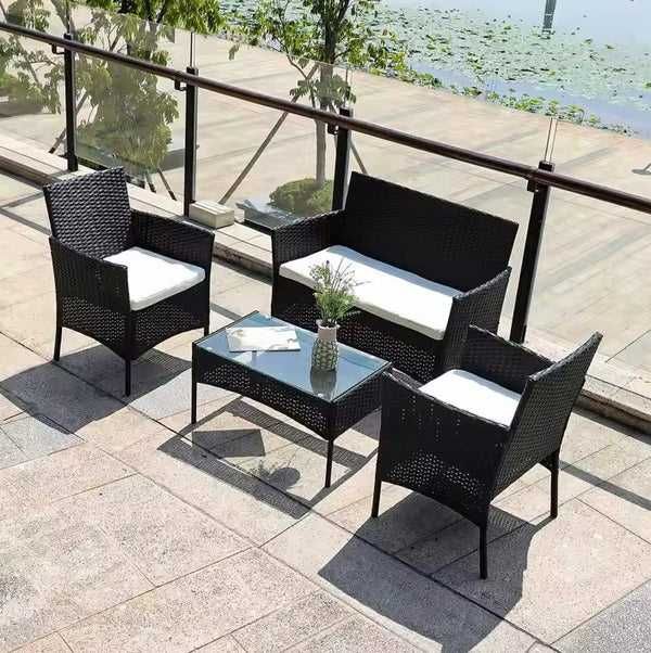 Nowoczesne Meble Ogrodowe Technorattan Sofa Fotele Stolik na Taras Balkon Ogród + Poduszki