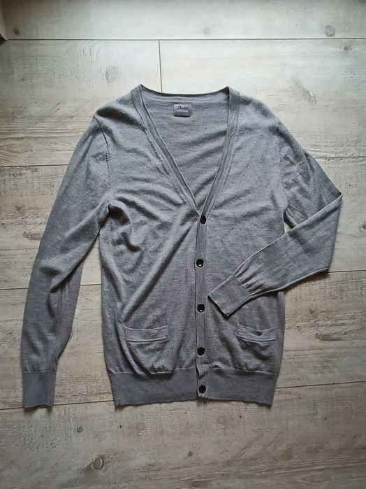 Sweter kardigan szary Virgin merino WOOL 100%