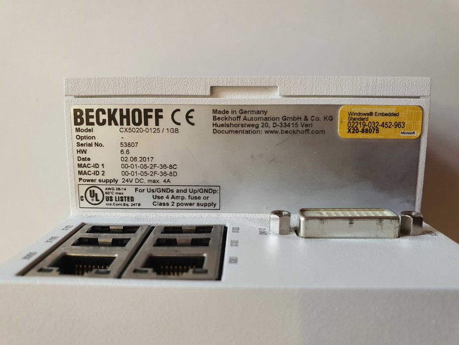 PLC PC BECKHOFF CX 5 0 2 0 - 0 1 2 5 / 1GB