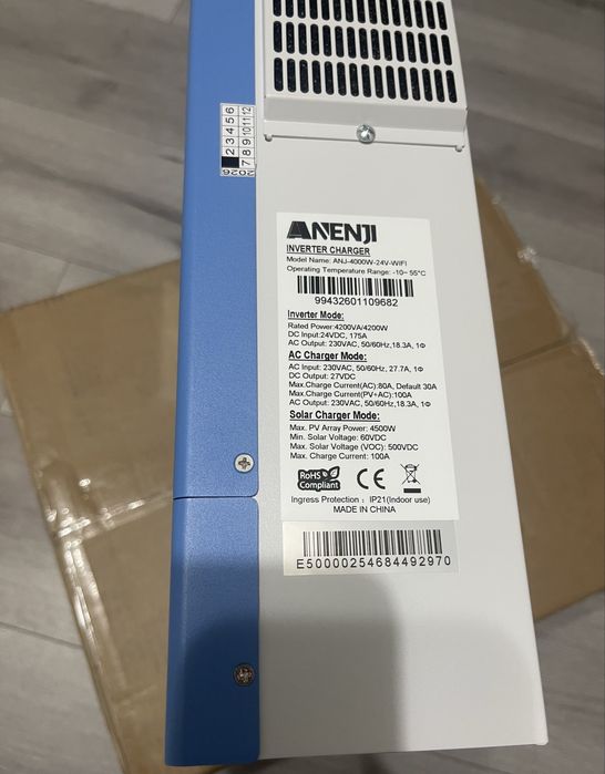 Гібридний інвертор Anenji 4.2kw 4200w/4500w 24v  wi-fi   ANJ-4000W-24V-Wi-FI