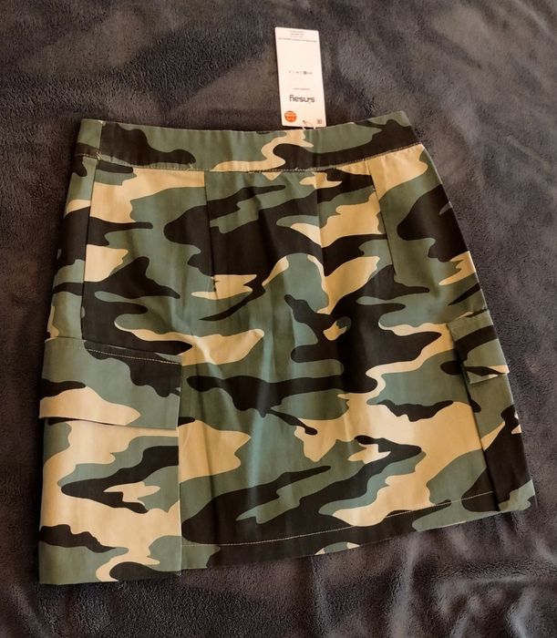 Spódniczka mini spódnica z kieszeniami cargo moro