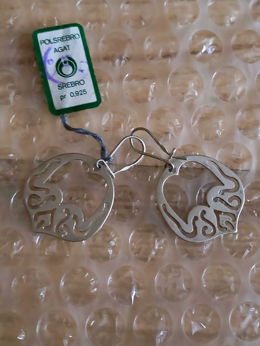 Duże kolczyki srebrne podkowy Polsrebro z metką