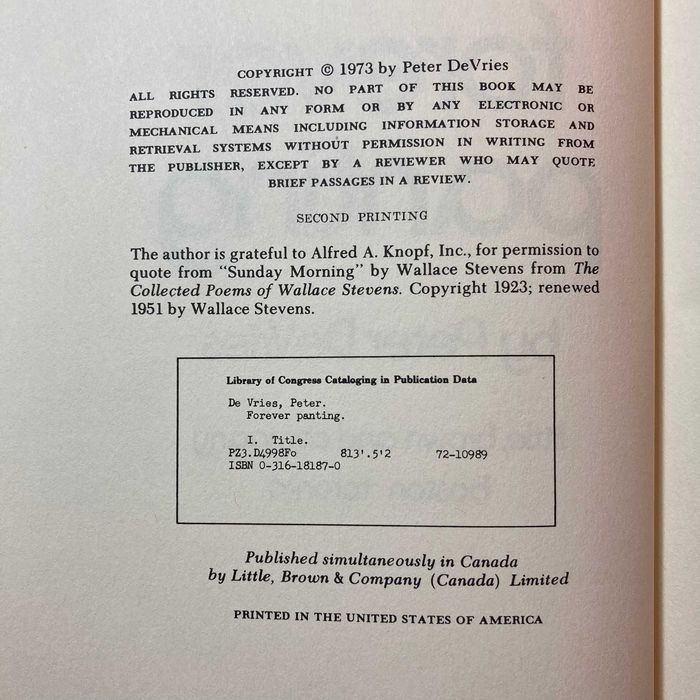 Forever Panting (2nd. printing, BCE) - Peter Devries