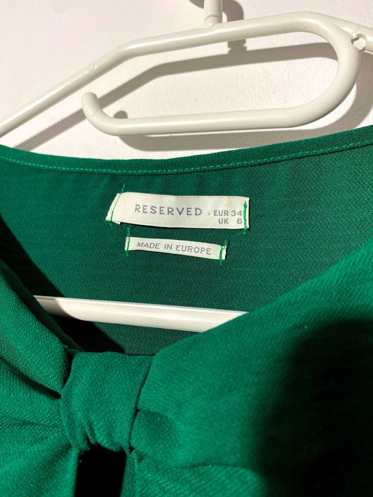 bluzka oversize luźna koszula zielona 34 XS boho hippie elegancka gree