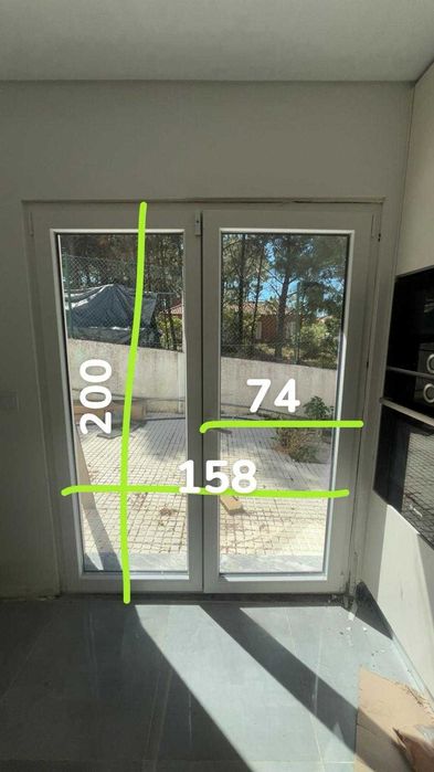 Porta Dupla PVC (Antracite fora e branco dentro) Vidro Duplo 158x200 cm - como Nova