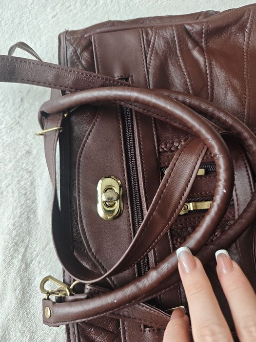 Czekoladowa torebka damska skórzana shopper vintage retro style