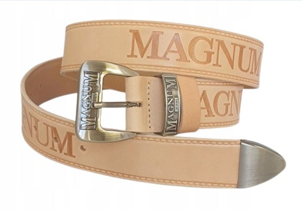 Pas pasek męski skóra jucht Magnum Jeans  brelok gratis