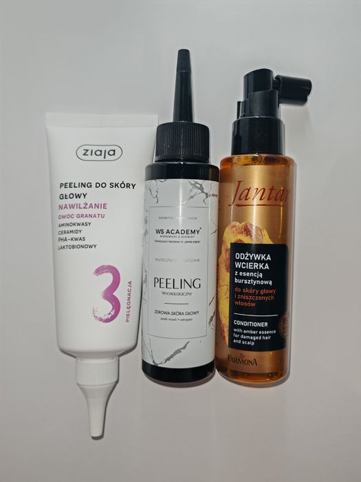 Nowy zestaw kosmetyków do włosów peeling odżywka wcierka Ziaja Jantar
