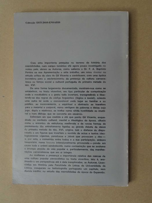 O Discurso Carnavalesco Em Gil Vicente de Maria J. Teles