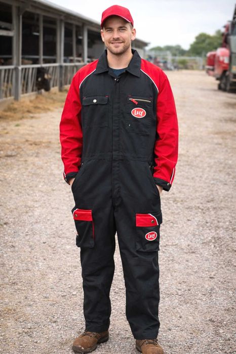 LELY kombinezon roboczy dojarza rozmiar 52 czarno-czerwony