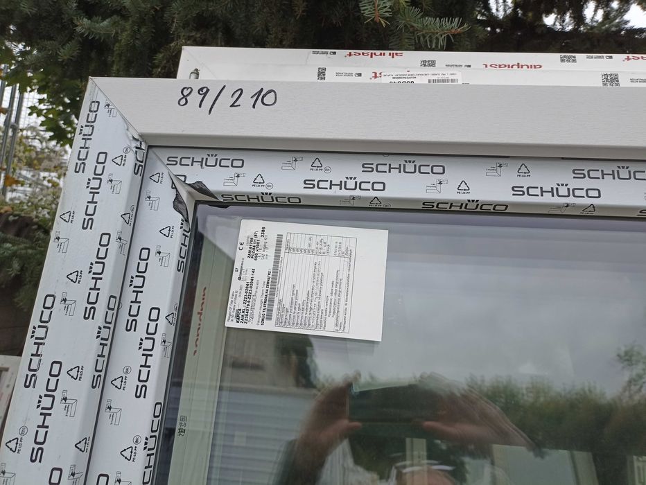 Okno pcv balkonowe 89/210 szary trzy szybowe