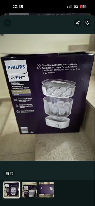 Esterilizador de biberões Philips com caixa