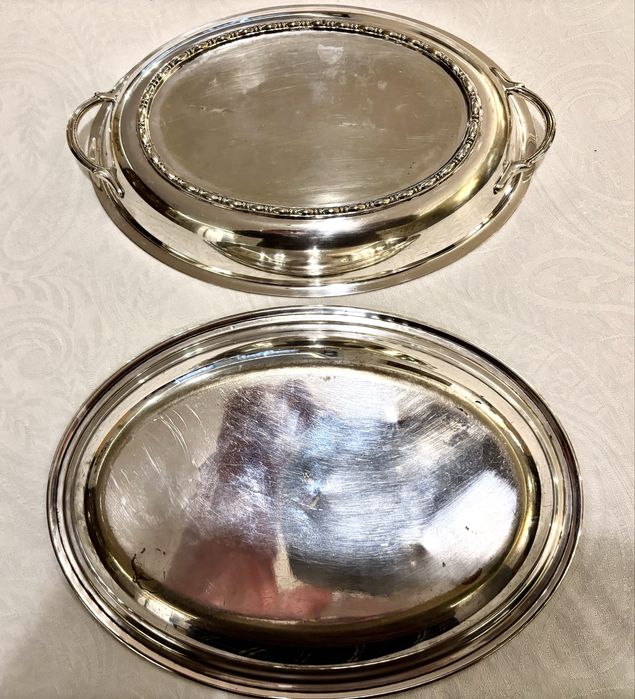 Prato coberto em casquinha de prata inglesa