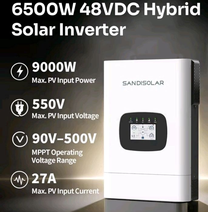Гібридний сонячний інвертор Sandisolar 6.5kw 48v 6500 W(аналог лінійки datouboss jsdsolar anern anenji )