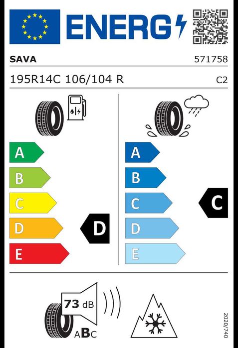 2szt nowe opony zimowe 195R14C Sava Eskimo LT W-wa