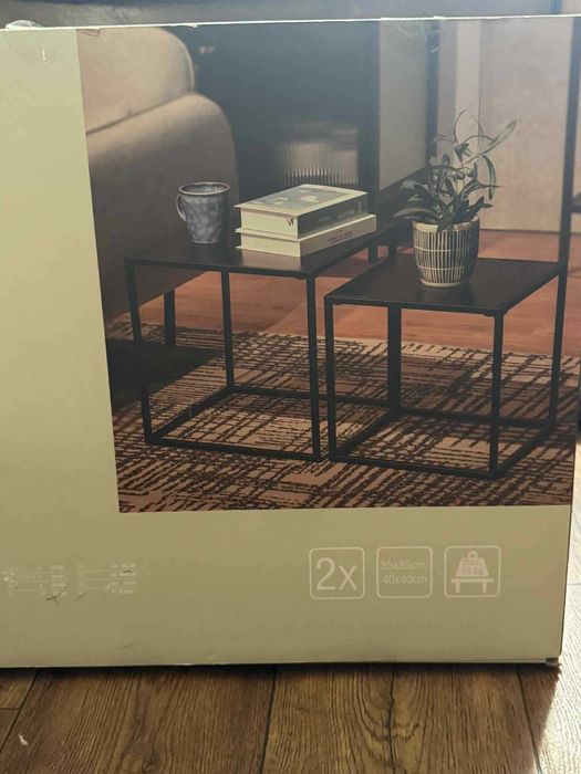 Stolik stół kawowy kwadrat 2szt czarny