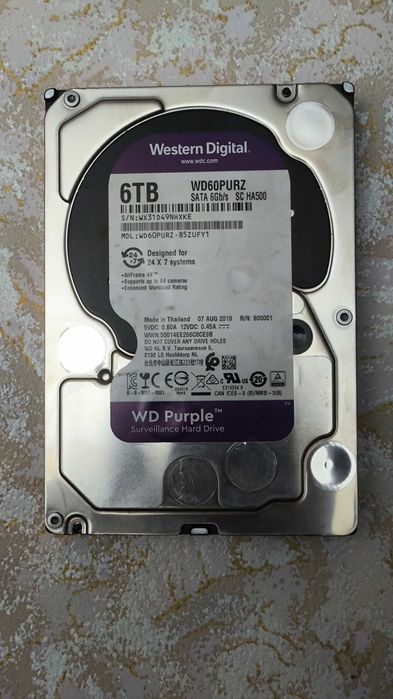 Жесткий диск HDD 6 тб WD Purple WD60PURZ-85ZUFY16