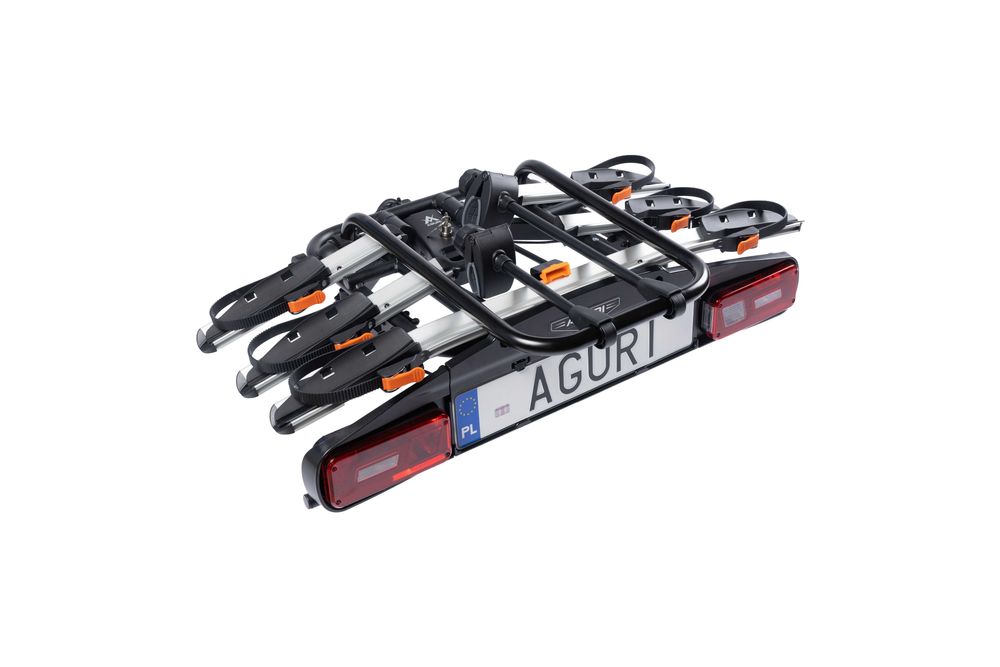 Bagażnik rowerowy platforma na hak Aguri Active Bike PRO 3 Silver uchylany na 3 rowery 13PIN