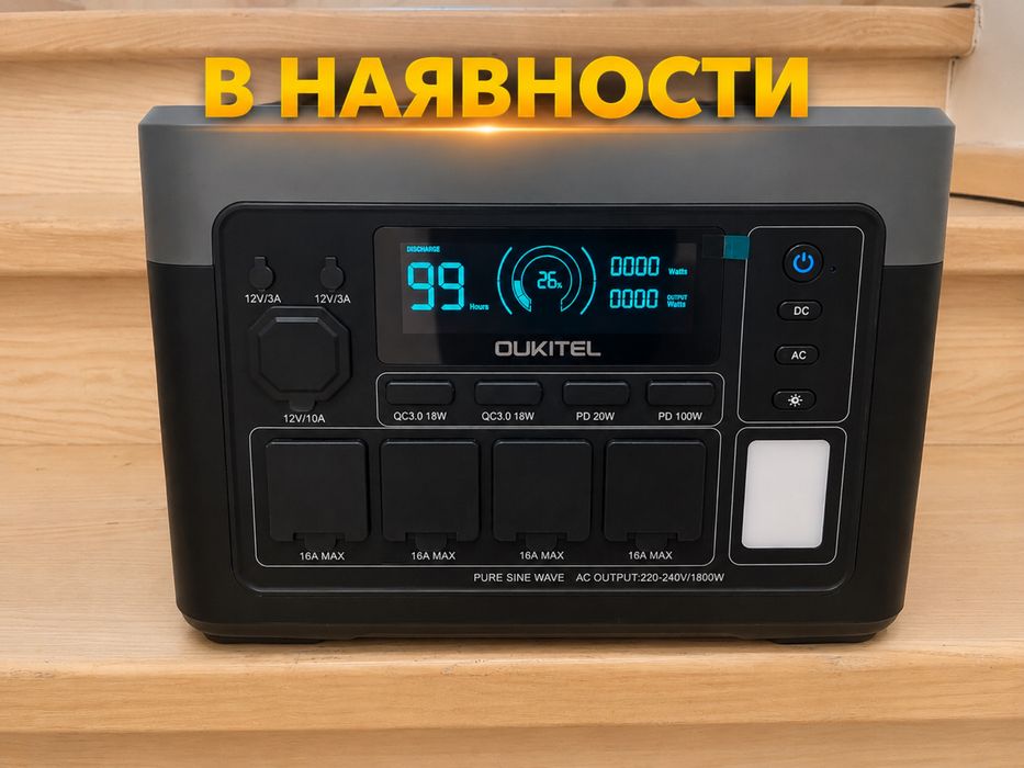 Зарядна станція Oukitel p1000e plus ( 1024 wh, 1800 w) для дому квартири