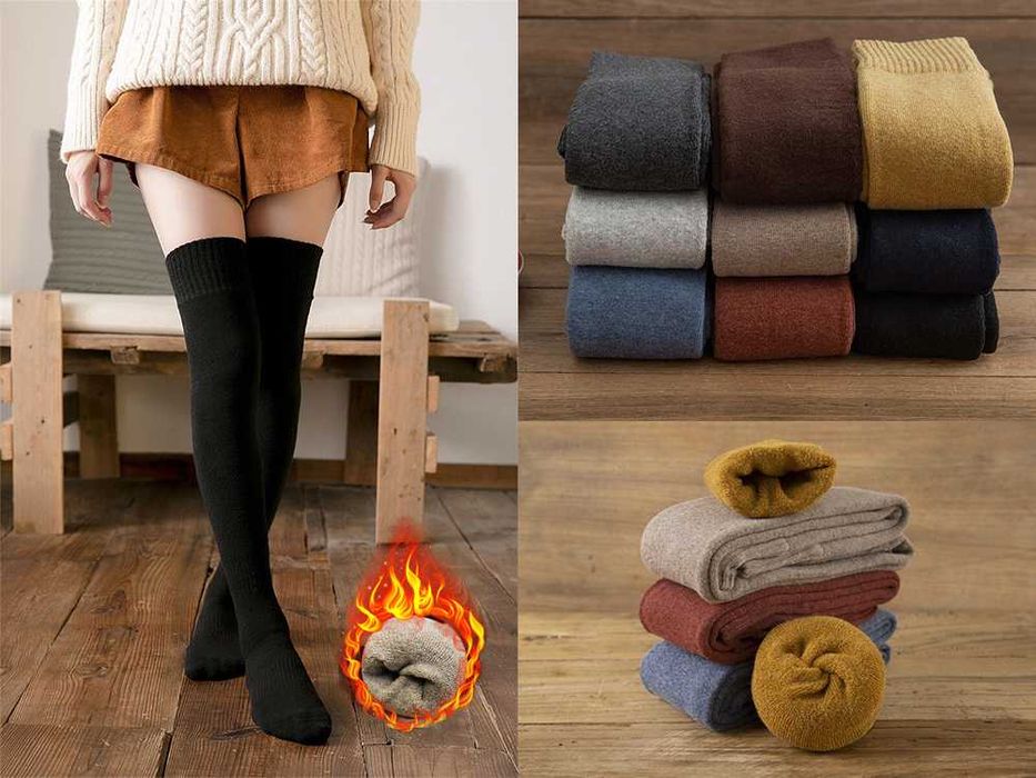 Високі зимові гольфи з махрою очень теплые чулки с начесом