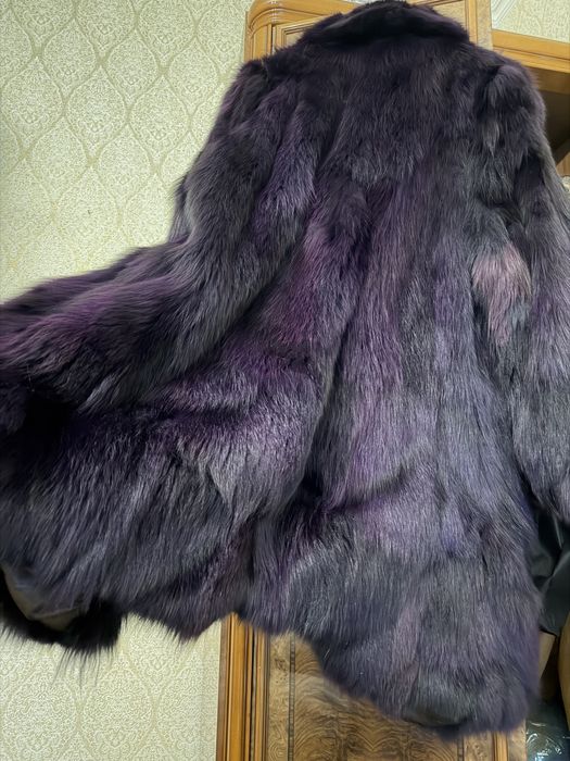 Шуба з лисиці фіолетова натуральна
