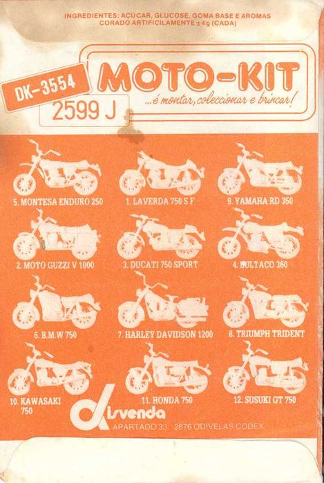 Antiga Coleção Completa ~ ”MOTO-KITS - DISVENDA” ~ 12 Mini Kits ~ 80´s