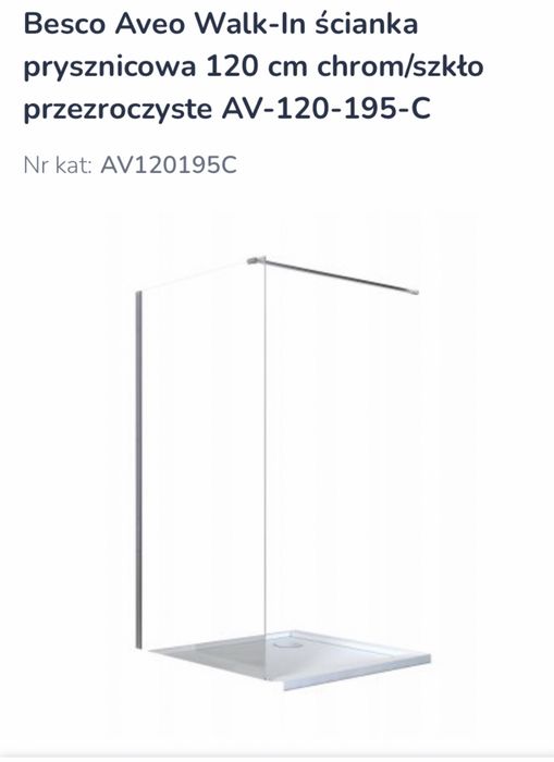 Besco Aveo Walk-In ścianka prysznicowa 120 CM chrom/szkło