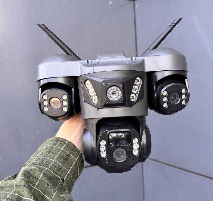 Потрійная автономна 4G камера відеонагляду 15MP з сонячною панелю TP30