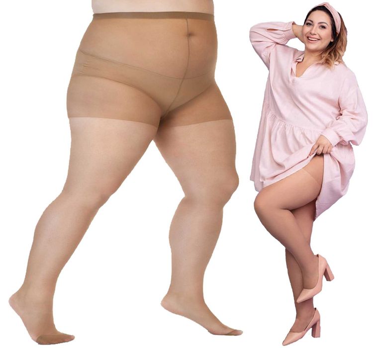 Rajstopy Lida Plus Size , 20den , Średni beż, 5XXL , biodra do 170cm