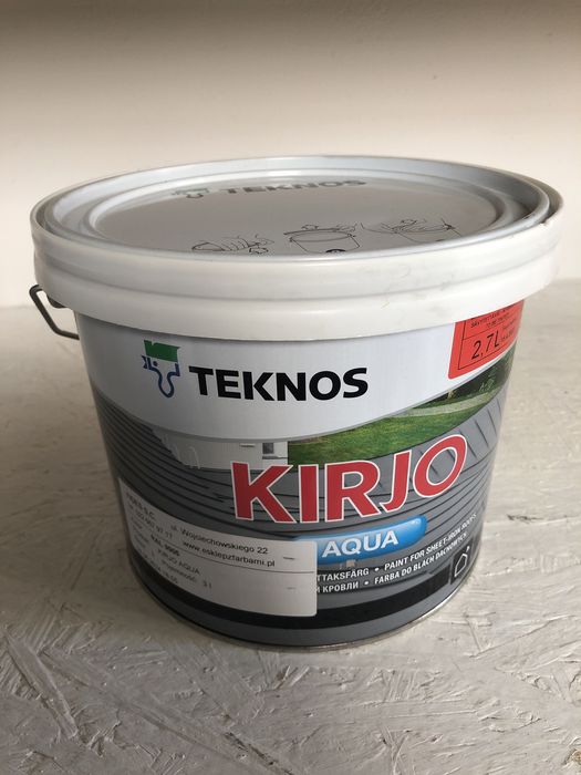 Farba akrylowa do metalu Teknos kirjo kirio aqua ral9005 czarny czarna