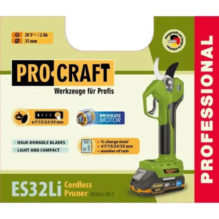 Аккумуляторний секатор Procraft ES32Li (з 1 акб)