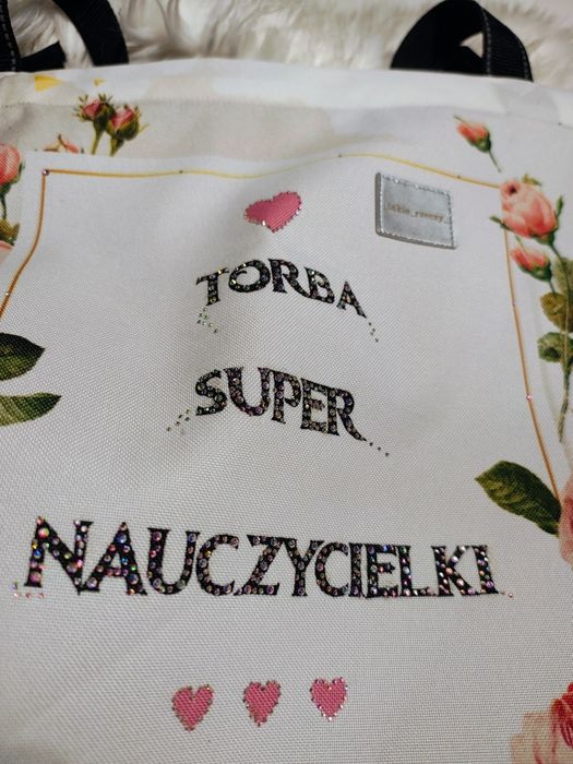 Wyjątkowa torba na ramię ozdobiona kryształkami  handmade