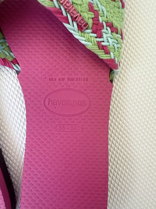 Havaianas Klapki japonki różowe z kokardą plecionką 35-36