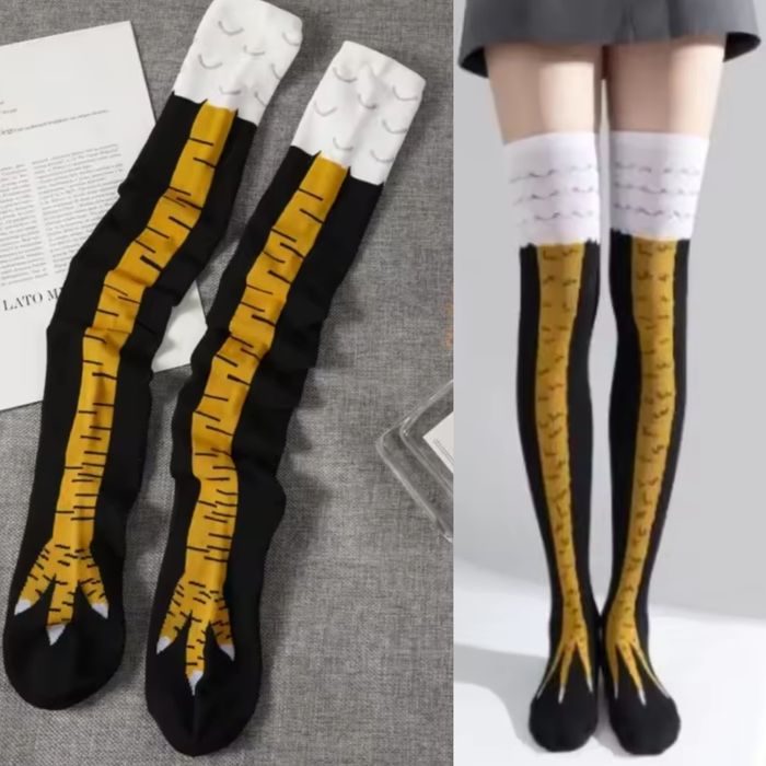 Długie skarpety damskie, zakolanówki kurze łapki