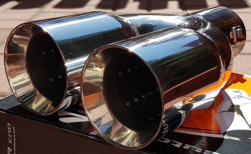 KOŃCÓWKA Wydechu Sportowa Chrom Duża PODWÓJNA 2x 76mm DYFUZOR Sklep