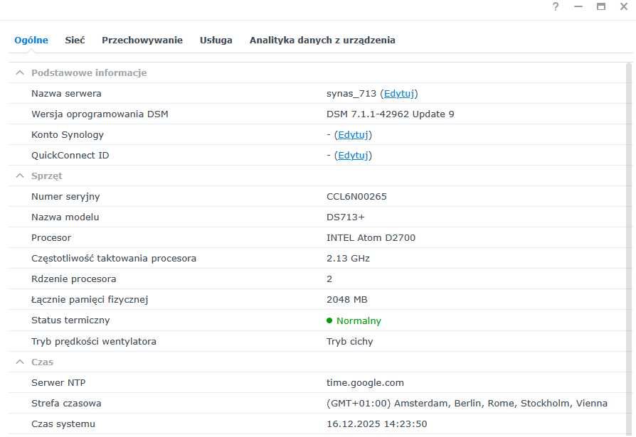 serwer NAS Synology DiskStation DS713+ 2GB RAM