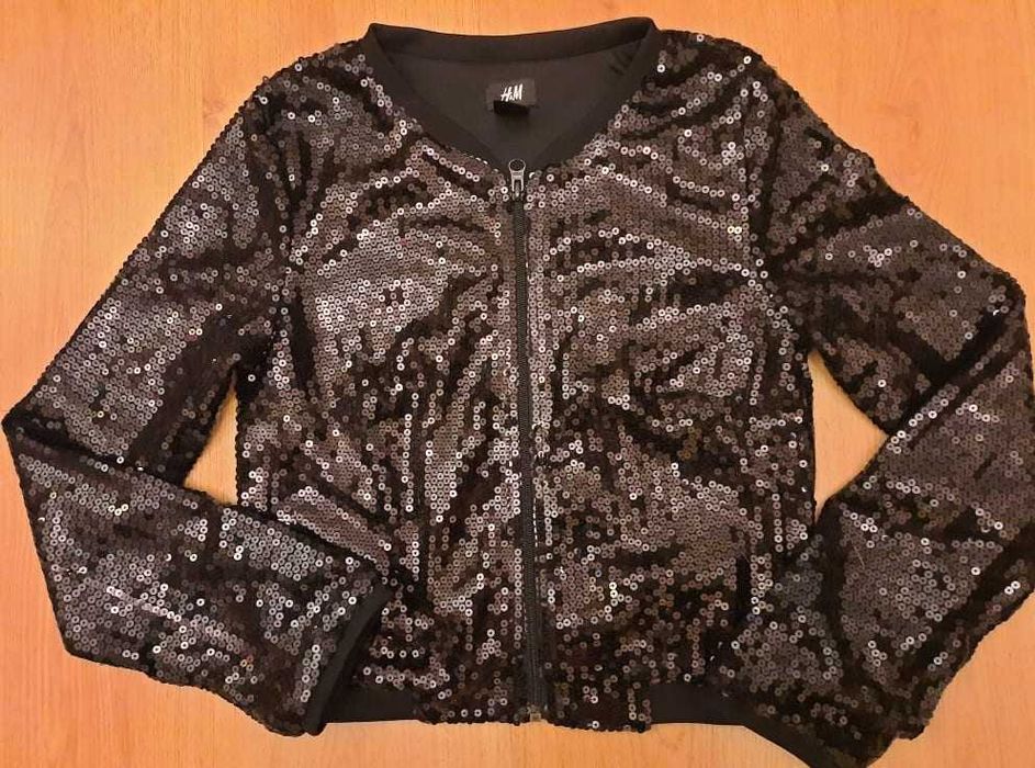H&M bluza, bluzka z cekinami elegancka r.34/xs