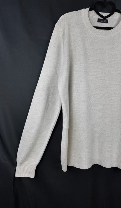Zara Man Sweter L Kremowy Guziki Na Ramieniu