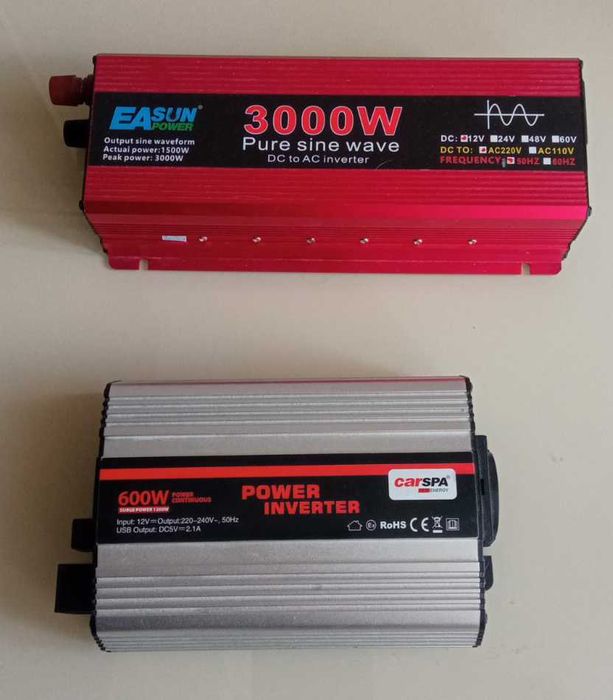 Неробочі інвертори EASUN 3000W та CarSpa 600W на запчастини / відновлення