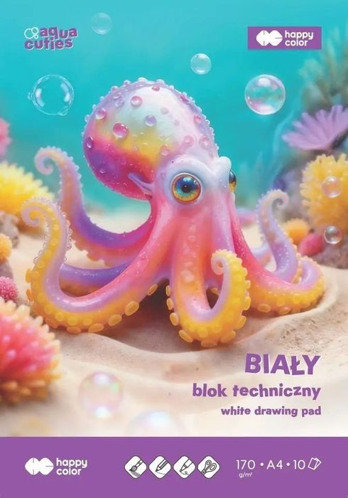 Blok techniczny A4/10K 170g HAPPY COLOR. GDD. Nowy Produkt