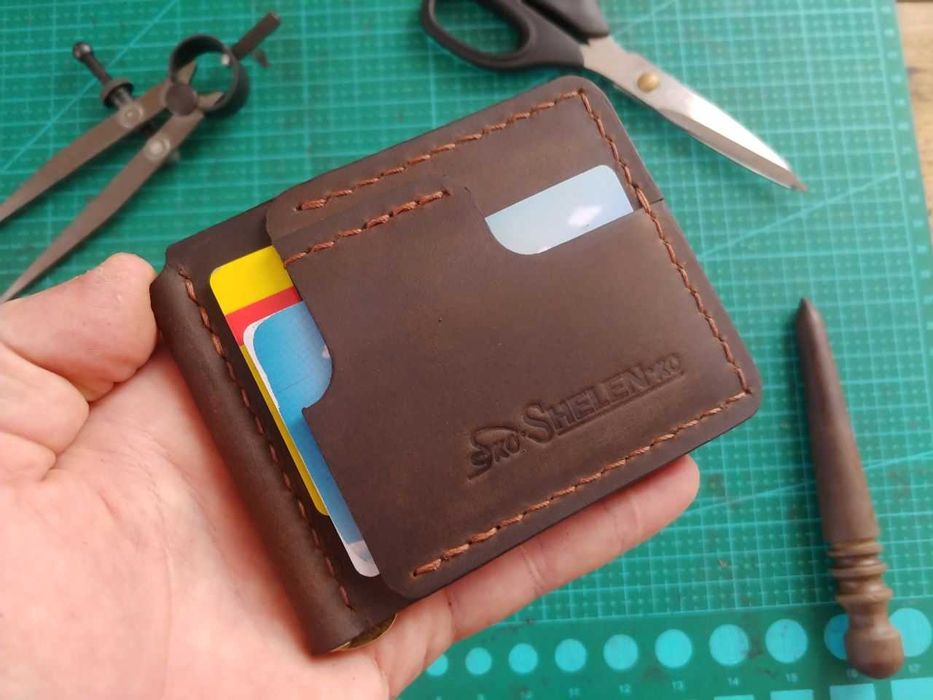 Гаманець чоловічий затискач зажим грошей TEXAS коричневий з монетницею