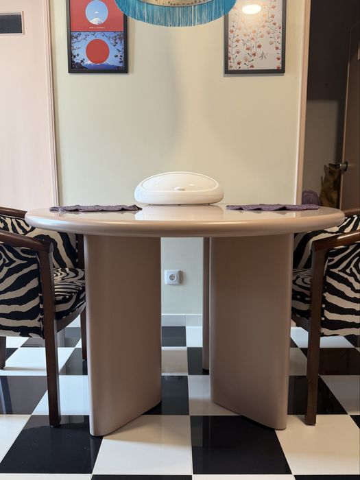 Mesa de jantar redonda Ø120 cm em MDF Loulou em Rosa de Morganite