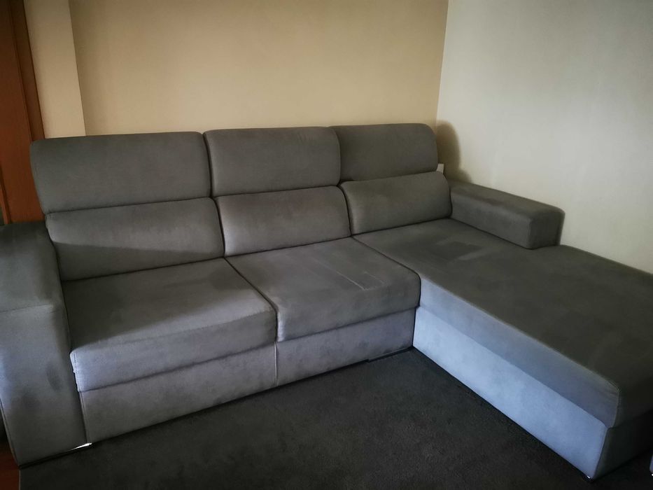 Sofá chaise longue - cinza claro - usado bom estado