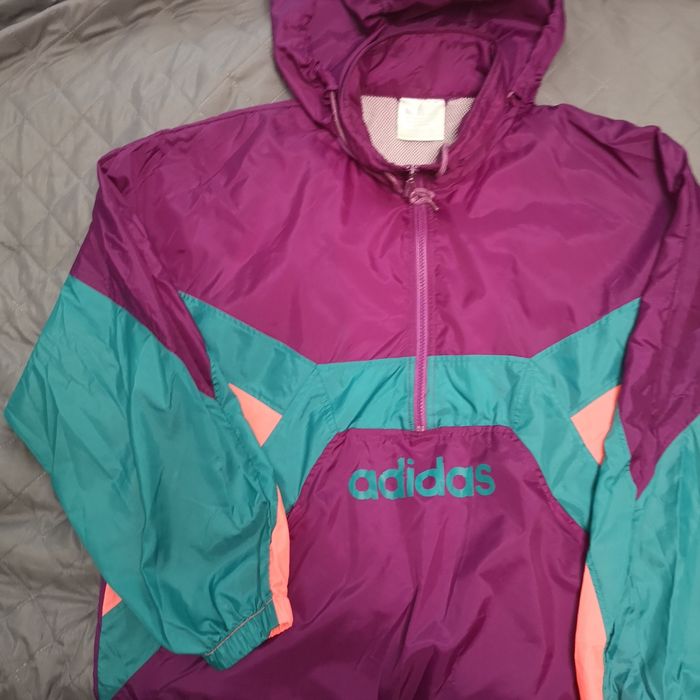 Adidas 90s Y2K wiatrówka bluza kaptur oversize