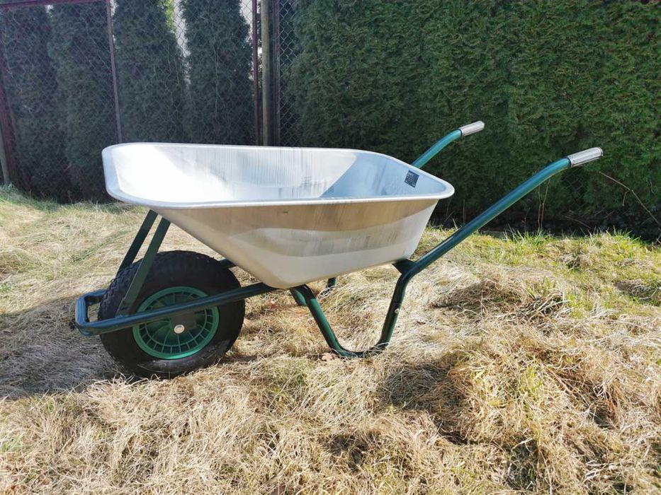mocna taczka budowlana ogrodowa 100l 250kg stal ocynk koło pompowane