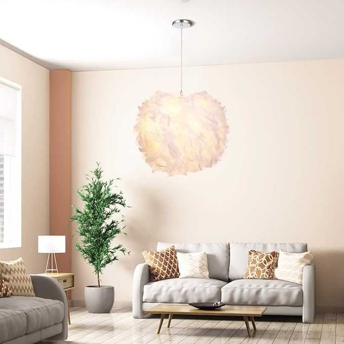 ALLOMN Lampa wisząca Skaulo LED z piór, E27, Ø 22 cm, biała
